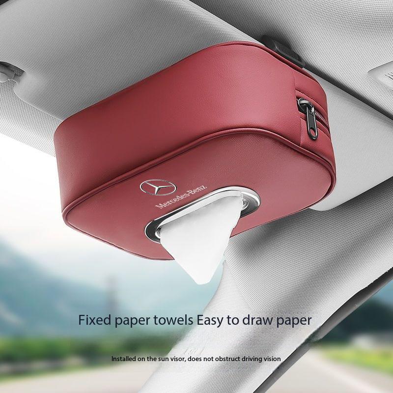 Leather Car Seat Tissue Box Storage Bag Tool For Mercedes Benz A B C E S Class CLA CLS SLK GLA GLC GLB GLK AMG W204 W205