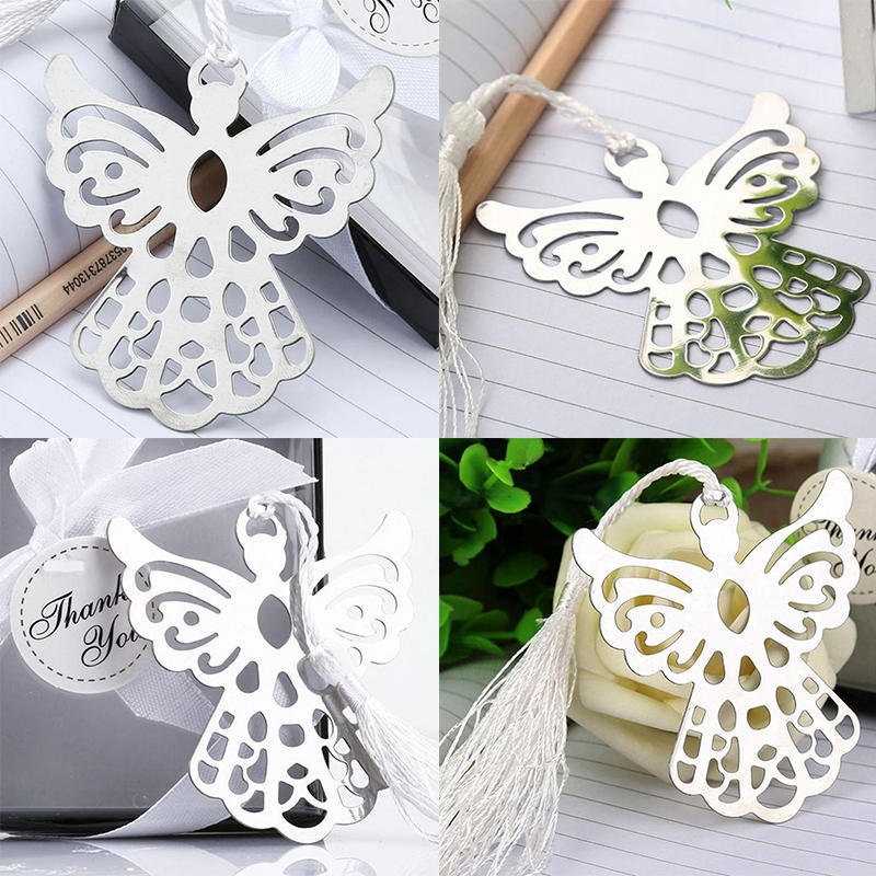 Hot Stainless Steel Silver Guardian Angel Bookmark Tassel Page Marker Ribbon Box