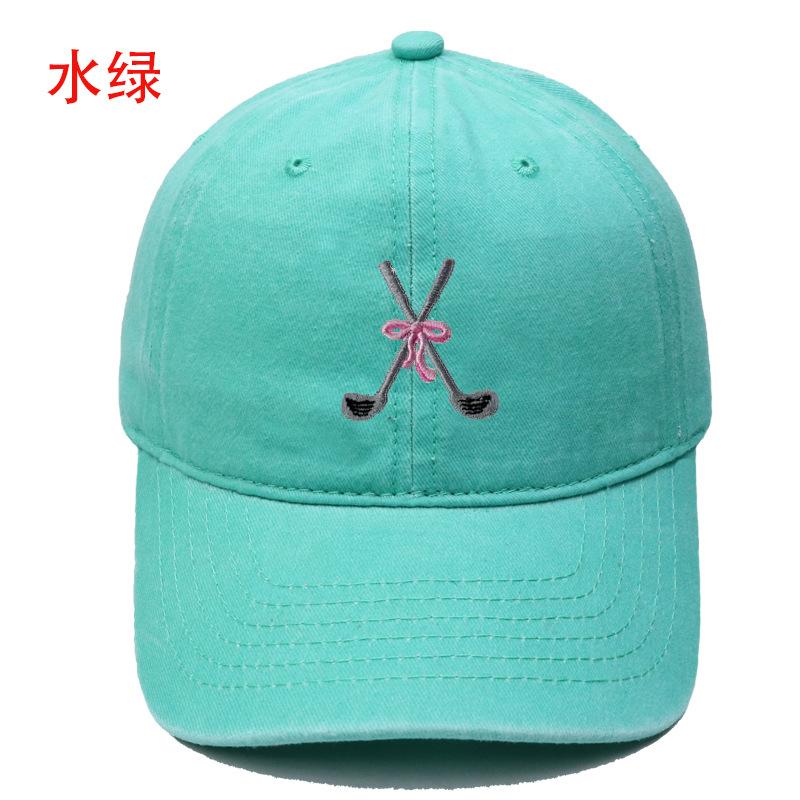 Golf Bow Embroidery Washed Retro Baseball Men's and Women's Leisure Outdoor Sports Shade Cap
