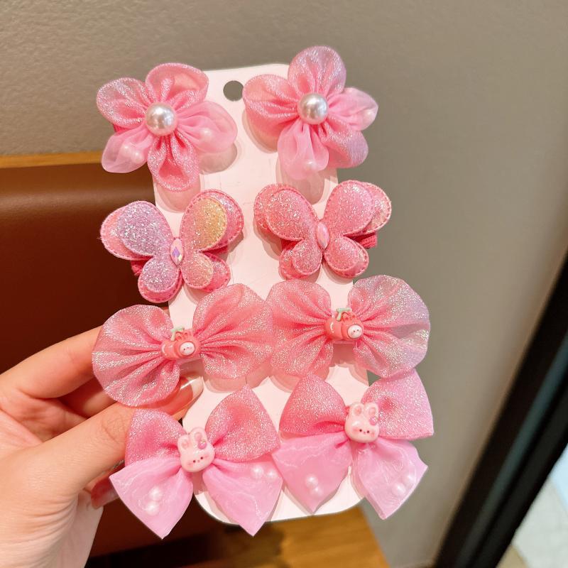8Pcs New Bow Hair Clip Children's Princess Mesh Super Fairy Hair Card Girl Headdress Little Girl Butterfly Hair Accessories