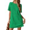 Summer Casual Short Dresses Embroidered Lace Short Sleeve Boho Dress Beach Vacation Clothes