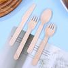 100 Pcs Disposable Wooden Cutlery Forks/Spoons/Cutters Knife Party Supplies Kitchen Utensil Dessert Tableware Packing Set