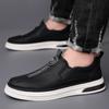 Spring New Shoes for Men Leather Casual Shoes White Flats Skateboard Shoes Youth Slip-on Loafers