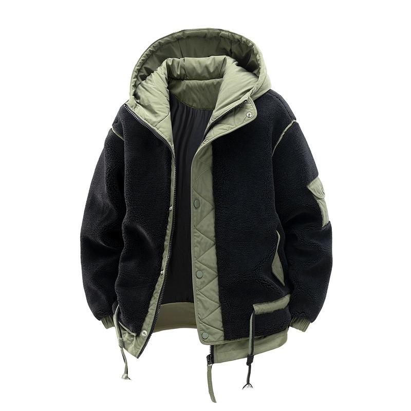 Thickened Rocker Velvet Cotton Clothing Men's Winter High-end Loose Cotton Clothes Trend Hooded Cotton Clothes Men Fashion Casual Jacket