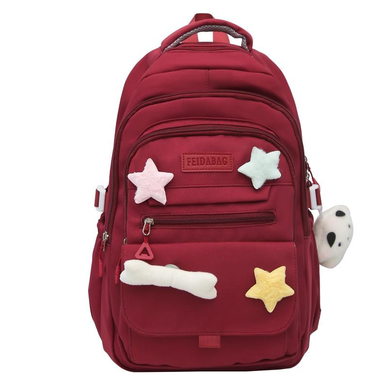 

Студенческий школьный рюкзак большой емкости, женский однотонный рюкзак, классный рюкзак, пригородный рюкзак красный