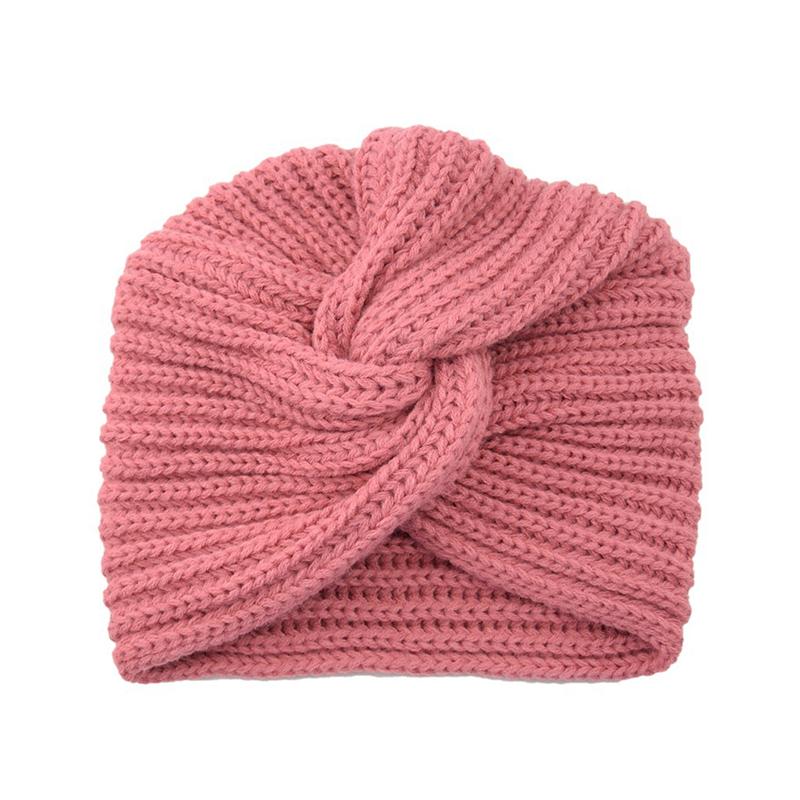 1Pc Women Headwear Head Wrap Hair Loss Turban Solid Color Knitted Cap Polyester