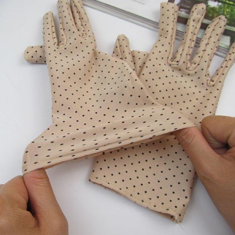 2Pairs Summer Drive Women Sun Protection Wrist Gloves Mittens Dot Elastic Lady Girl Women's Gloves