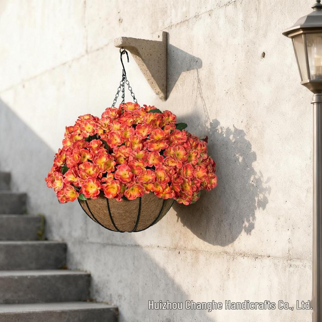 Frühlings-Begonie Geranie Hängekorb: Künstliche Outdoor-Blumendekoration