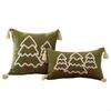 2Pieces Festival Embroidery Pillow Cover Cotton Linen Fabric Soft Breathable For Christmas Seasonal Decoration
