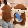 35cm Otter Plush Toy Soft Holding Fish Otter Doll Pillow Creative Otter Stuffed Animal Toy Birthday Gift For Kid Room Decor