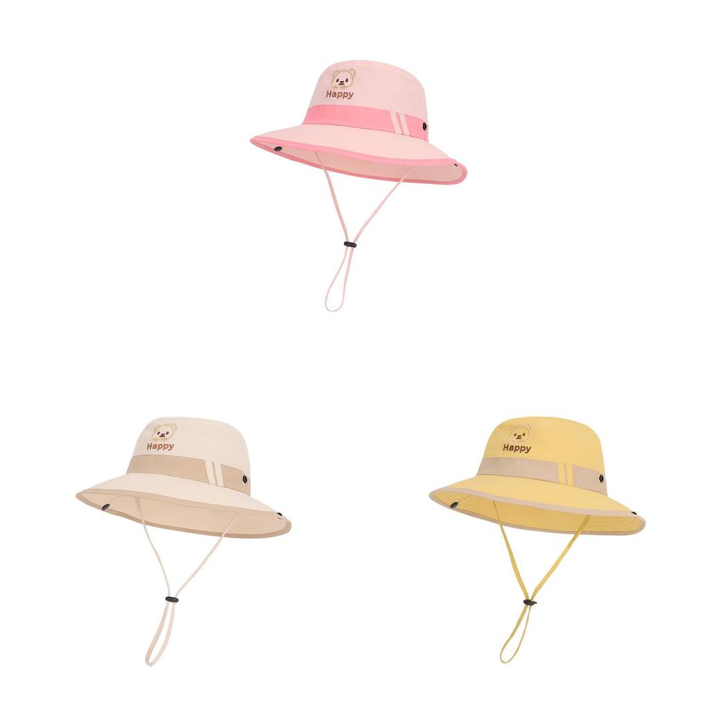Kids Cartoon Bear Sun Hat With Quickdry Nylon Material For Beach And Vacation Outing