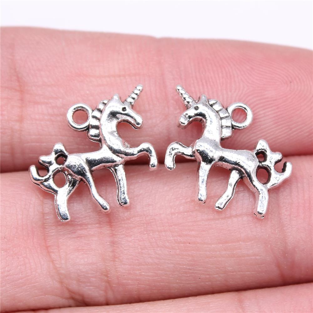 10 Stück Anhänger Pferd Einhorn Tibetische Bronze Silberfarbe Anhänger Antiker Schmuckherstellung DIY Handgemachtes Handwerk