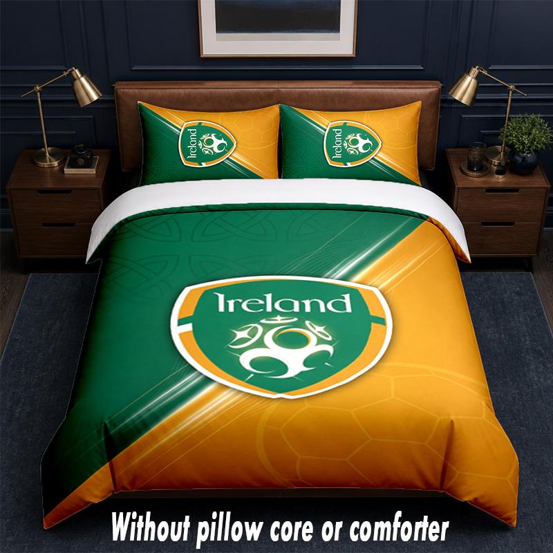 Ireland Rugby Design Bed Bedding Set 1 Duvet Cover + 2 Pillowcases Soft Breathable Household Bed Linens