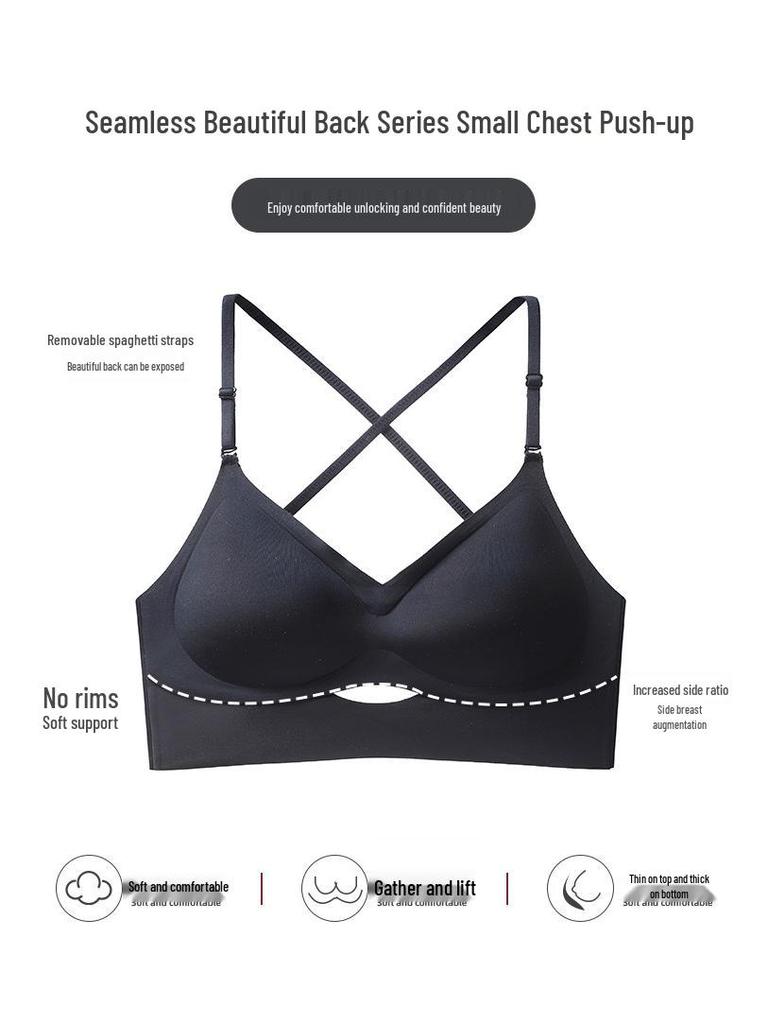 Beautiful Backless Seamless Ice Silk Bra - Women's Thin Summer Wire-Free Push-Up Design