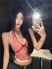 Pure & Sexy Red Plaid Lace Halter Top - Women's Summer Tank