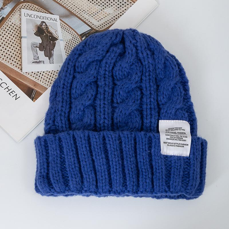 

Новая женская зимняя шапка ярких цветов, модная тканевая вязаная шапка в стиле Kpop, мягкие шапки-бини для женщин, уличная зимняя кепка синий