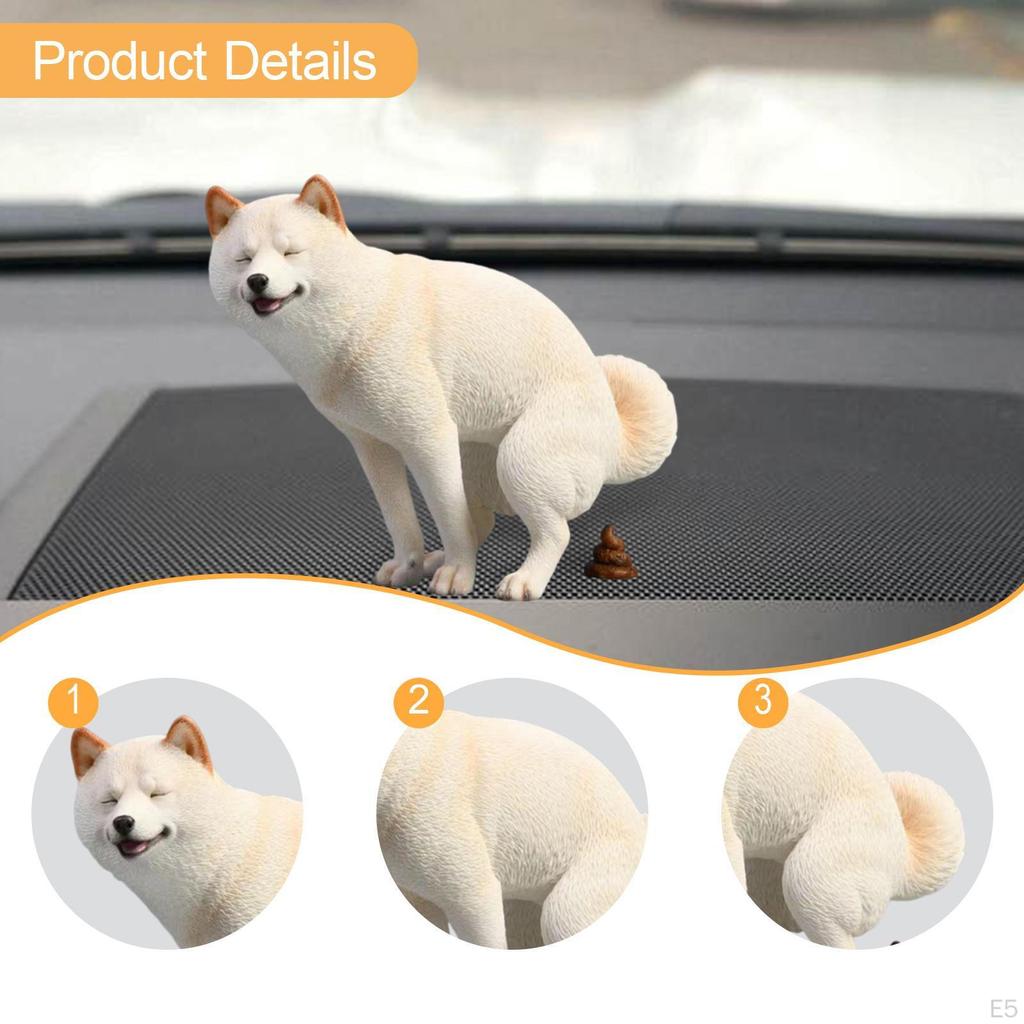 Figura de Perro Escultura de Animal Decoración de Salpicadero de Coche Estatua de Shiba Inu para Dormitorio
