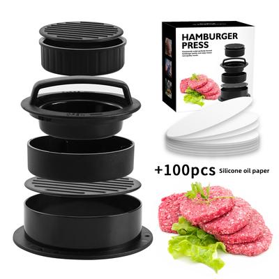 High-Quality ABS Burger Press with Optional Silicone Paper, Durable Kitchen Tool for Perfect Patties