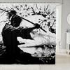 Erosebridal Red-Crowned Crane Fabric Shower Curtain, Japanese Ukiyo-E Bathroom Shower Curtain Sets Vintage Floral with Moon