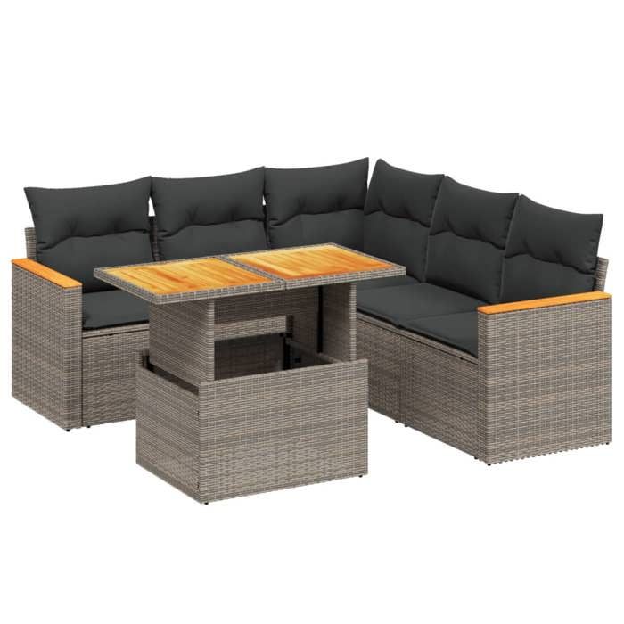 VidaXL Garden Lounge Set with Cushions 6 Pcs, Patio Sofas, Patio Furniture Set, Outdoor Furniture, Grey 3273076