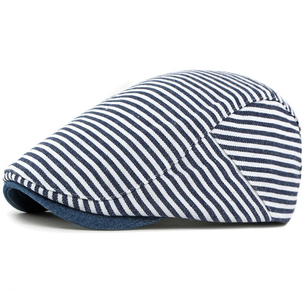 

HT5044 Berets for Men Women Vintage Striped Artist Painter Beret Hat Male Female Ivy Flat Cap Spring Autumn Adjustable Beret Cap 55-59cm Adjustable темно-синього кольору