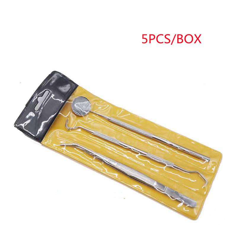 

5 шт., комплект для осмотра зубов, чистка полости рта, стоматологические инструменты с зеркалом