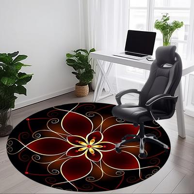 1pc Floral Mandala Office Round Rug, Non-slip, Soft and Durable Office Rug for Interior Decoration, Perfect for Office, Beautiful Decoration Yy2603230