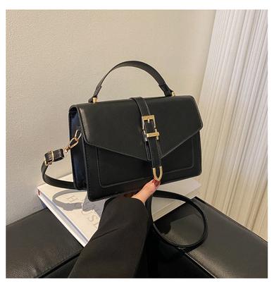 Monochromatic Crossbody Bag for Women Fashion Decor Buckle Handbags Small Square Flap Bag