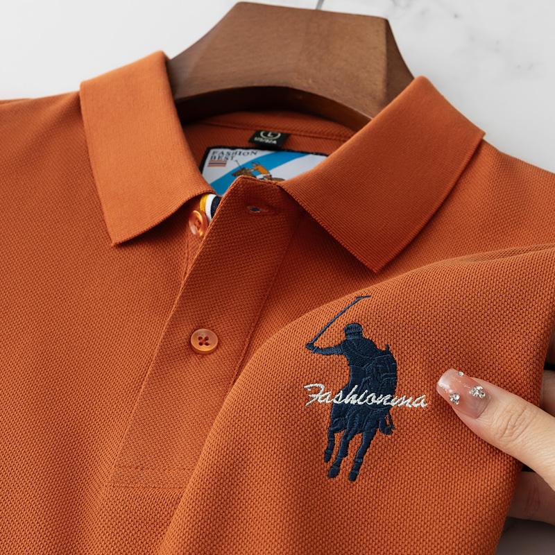 STORN Luxe Borduur Heren Poloshirt Zomer Dun Ademend 100% Katoen Zwart Marineblauw Kraag Korte Mouwen Tops Merk Kleding