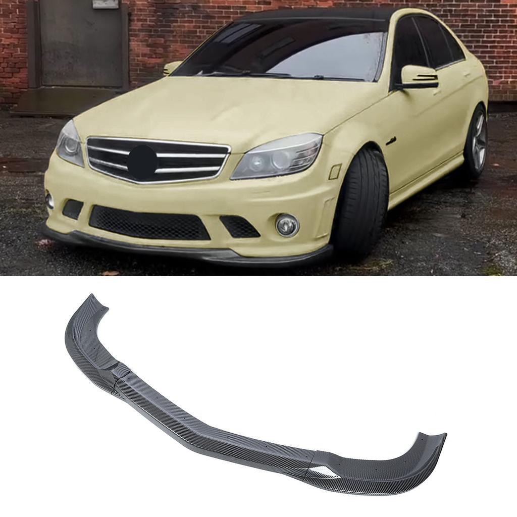 3Pcs Front Bumper Lip Spoiler Splitter Sporty Look Front Lip Spoiler Splitter Protector for C-Class W204 Pre-Facelift C63   2007 to 2010
