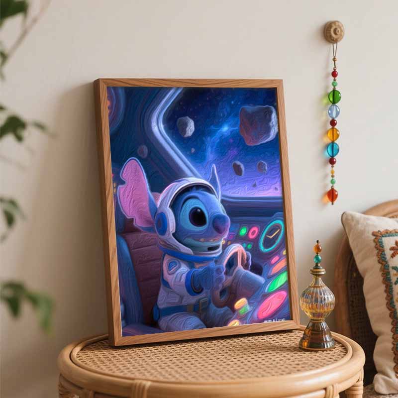 Disney Stitch Astronaut Digital Oil Painting Art Kit Hand Filled Home Decor