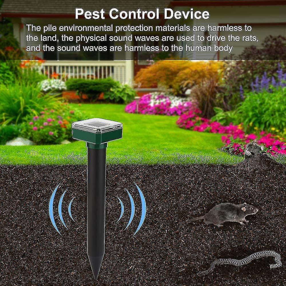 Solar Animal Mole Repeller Ultrasonic Mole Repeller Mole Control Pest Control With Ip56 For Garden 4 Pack