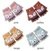 Autumn Winter Children Knitted Gloves Flip Fingerless Gloves Cute Cartoon Fox Warm Half-Finger Gloves
