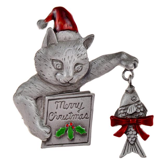 

Новый тренд кот с рождественской шляпой броши милые эмалированные животные брошь в виде рыбы булавки веселые рождественские украшения подарки Новый год