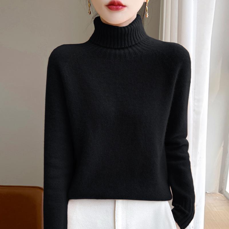 Women's Osmanthus Stitch High-Collar Wool Sweater: Versatile, Warm Autumn & Winter Knit Long Sleeve Base Layer