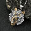 Vintage Nordic Mythology Odin Wolf Pendant Necklace For Men Stainless Steel Viking Fenrir Necklaces Amulet Jewelry