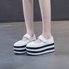 Fashion 8cm Genuine Leather New Women Shoes Platform Heel Platform Sneakers Wedge White Shoes Fashion Women Leather Shoes Canvas  Casual