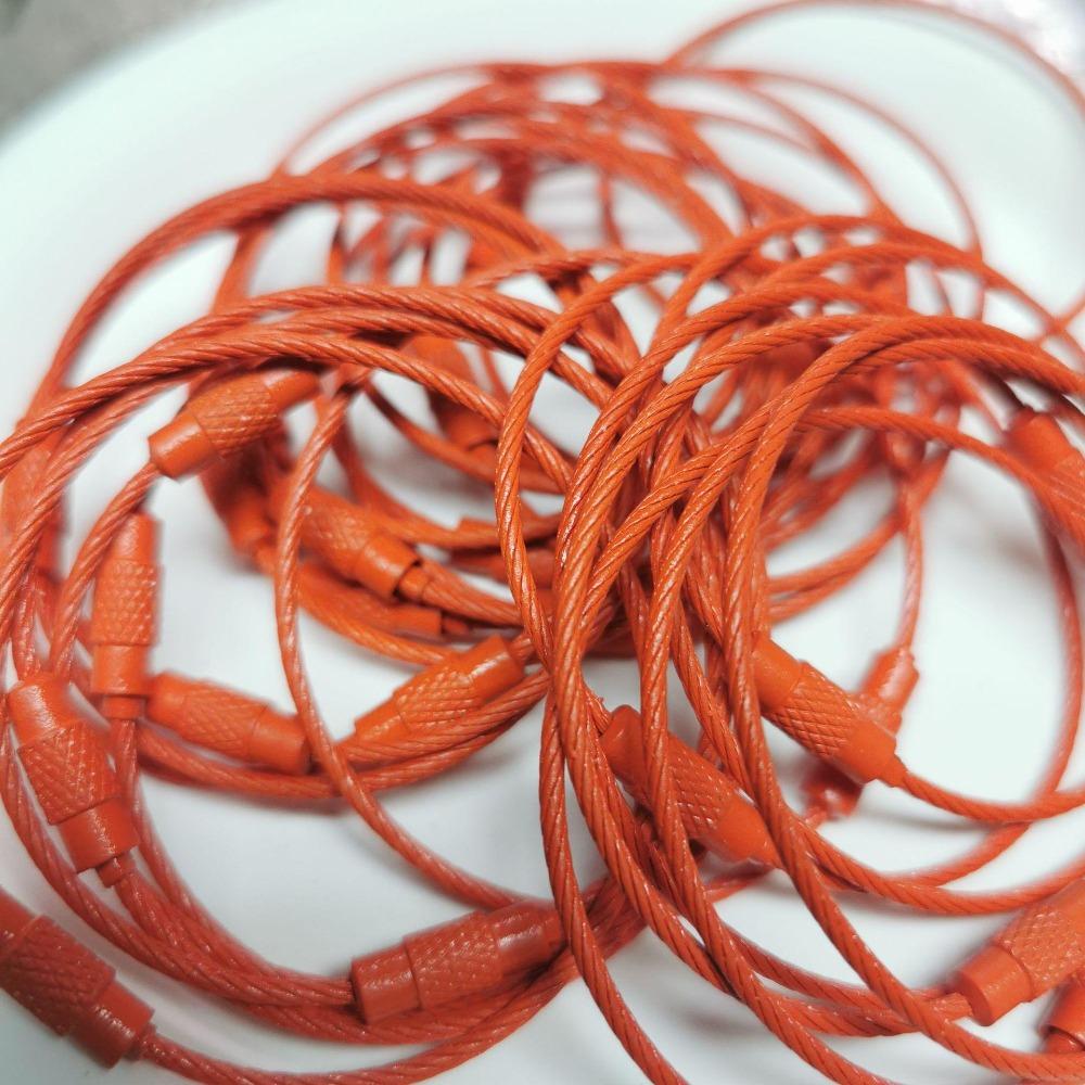 20PCS color paint wire rope 25 colors manufacturer wholesale key ring chain DIY tag cartoon key lanyard accessories