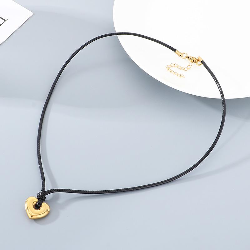 Minimalist Stainless Steel Pendant Necklace for Men Women Star/Heart/Hexagon Charm on Black Nylon Cord Choker Trendy Jewelry