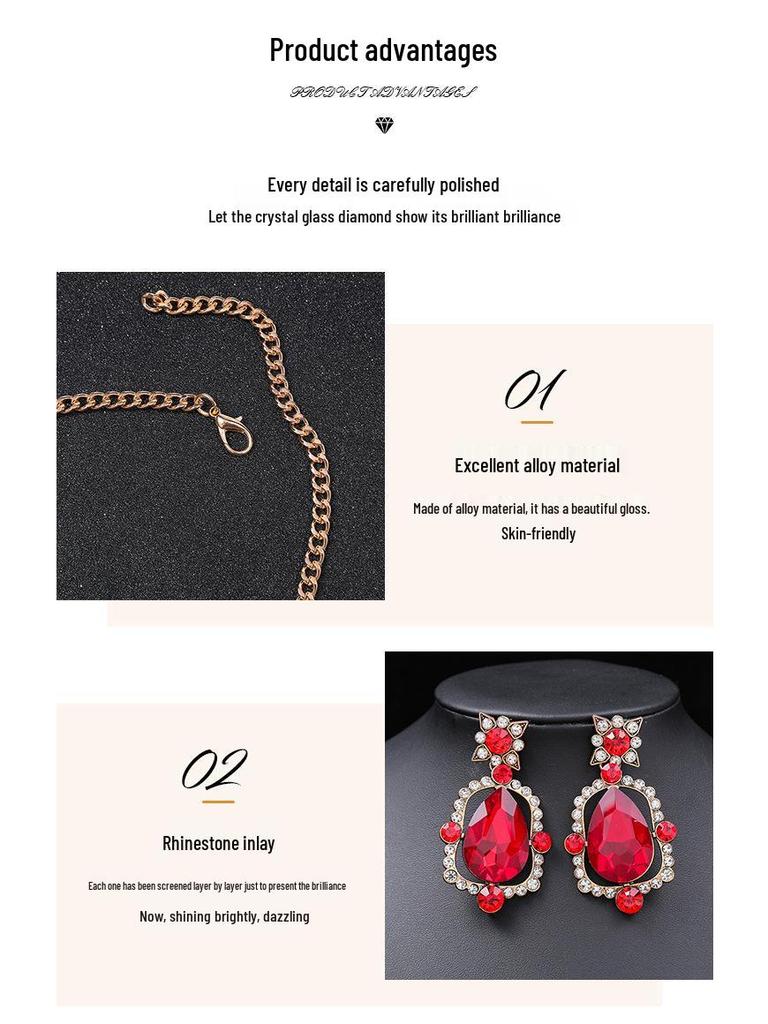 Retro Übertriebenes Halskettenset: Große Edelstein-Schlüsselbeinketten für Damen