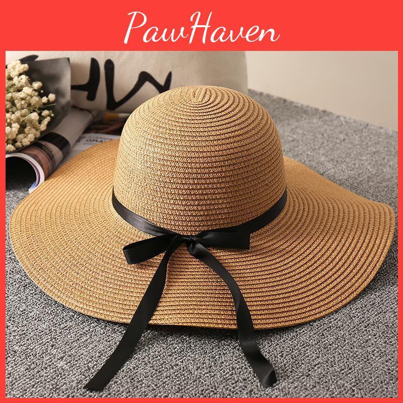Straw Wide Sun Brim Womens Hat Foldable Beach Vacation Hat