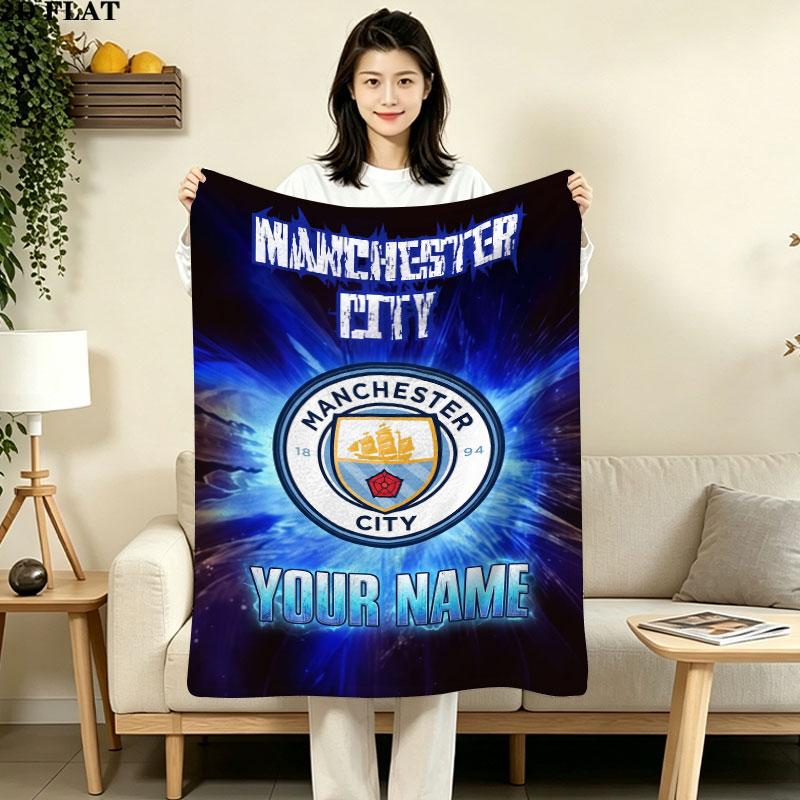 Vlastní deka Manchester City, Vysoká kvalita, Pohodlná pro všechna roční období, Domácí dekorace, Teplo a pohodlí