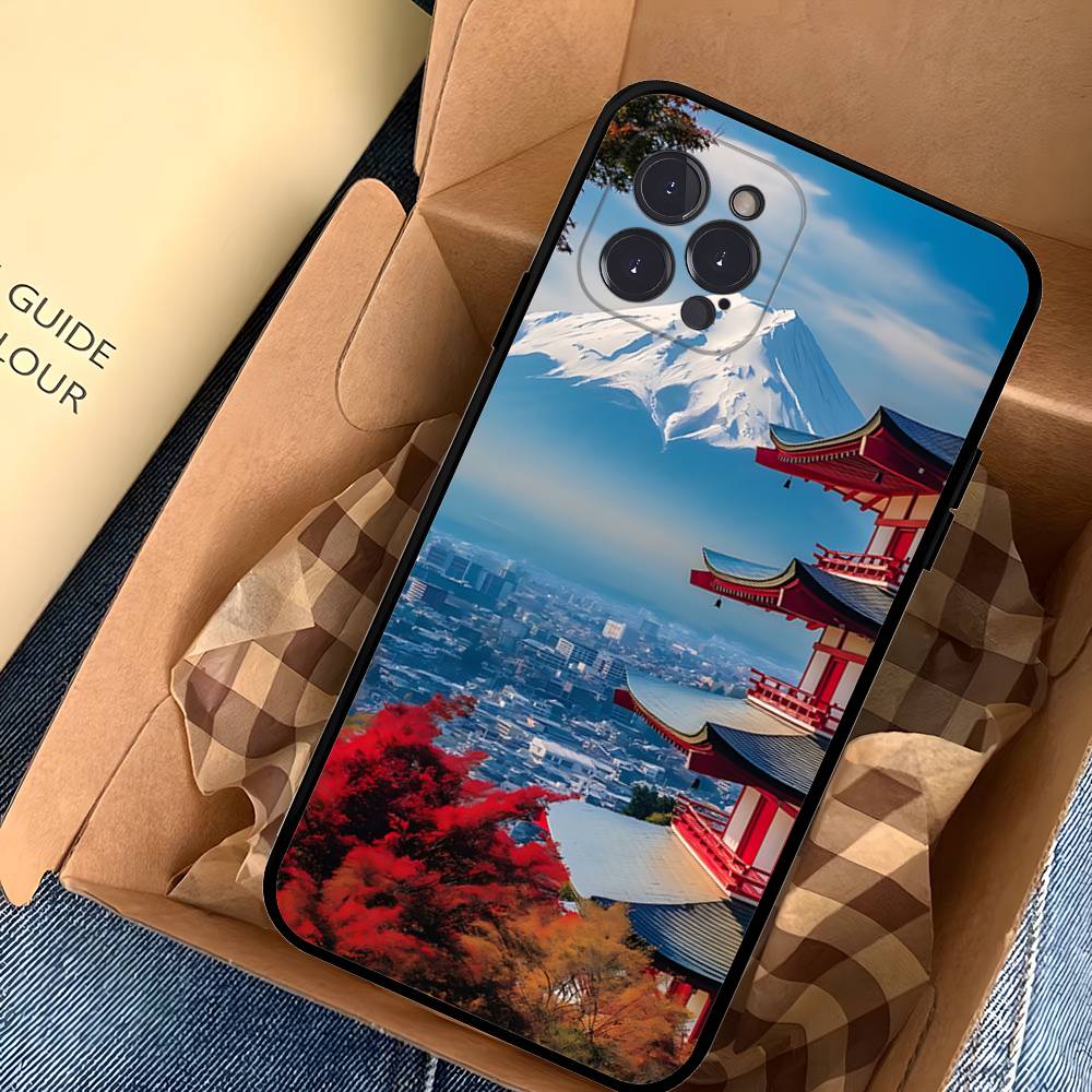 Japanese Mount Landscape Wave Phone Case For IPhone 17 Pro Max Air Back Cover 16 15 14 13 12 11 Pro Max Case