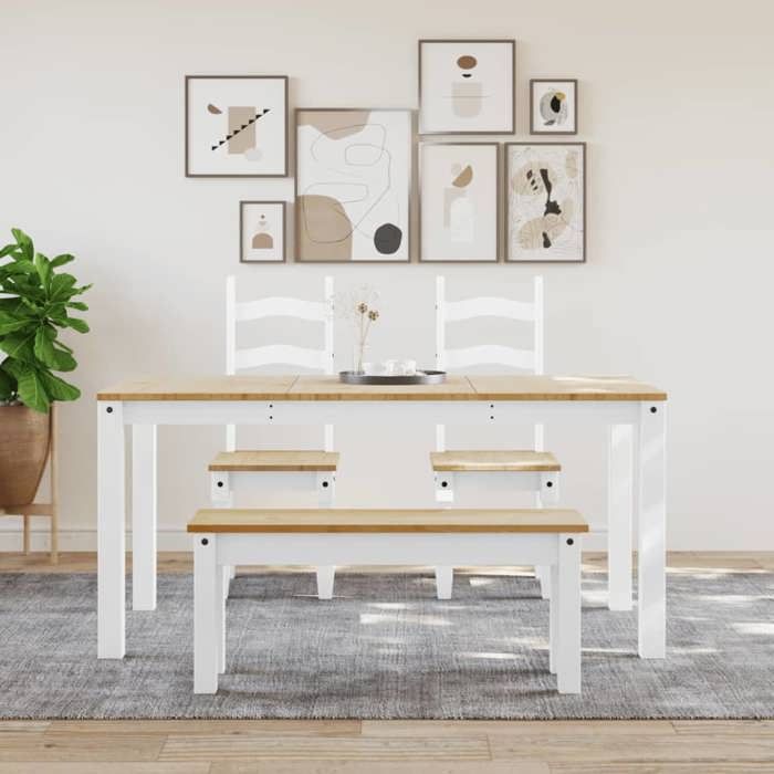 VidaXL Dining Table Panama White 160x80x75 Cm Solid Pine Wood, Dining Room Table, Dinner Table, Dining Furniture, 4005707