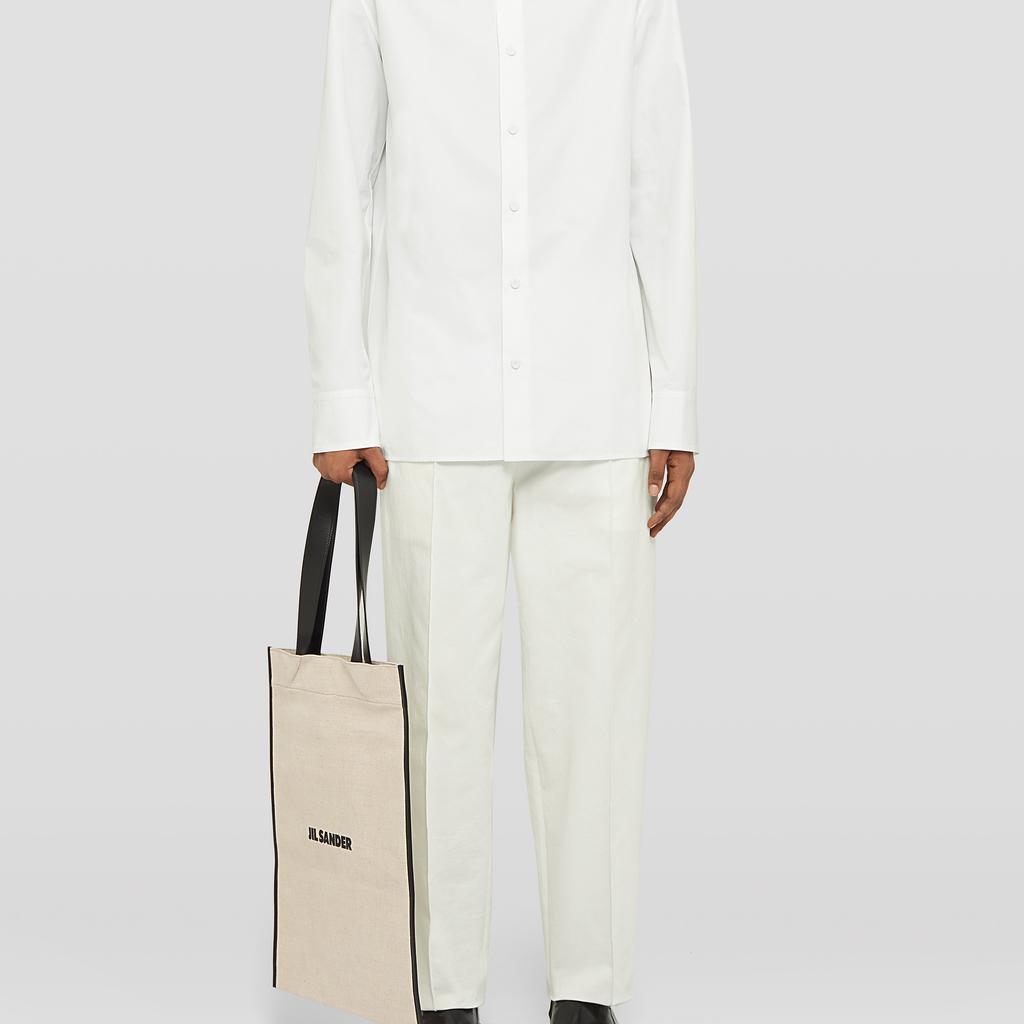 Jil Sander Logo Print Canvas And Leather Trim Tote Bag Men Tote Bags Natural J26WC0018P7060280