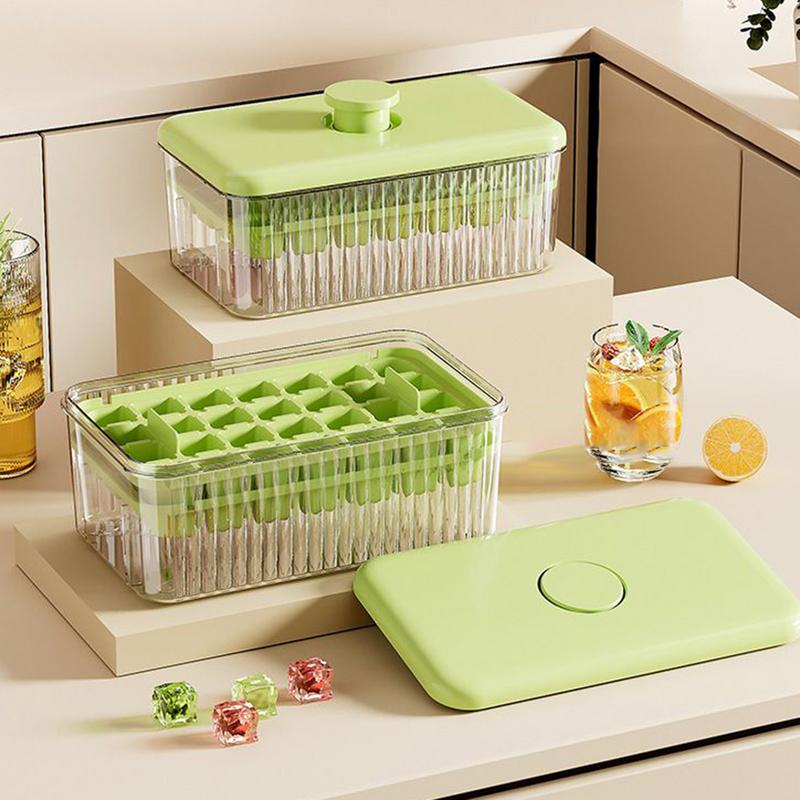 Ice C Ube Tray with Lid and Bin Square 56-cube Easy Release I Ce Cube Molds Kitchen Accessories Bar DIY Iced Drink Maker Tool