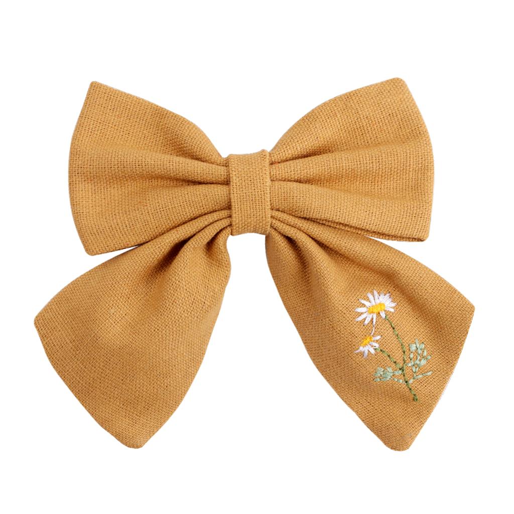 Embroidered Hair Clips Solid Flower Hairpins For Baby Girls Children Boutique Barrettes Handmade Hairgrips Kids Hair Accessories