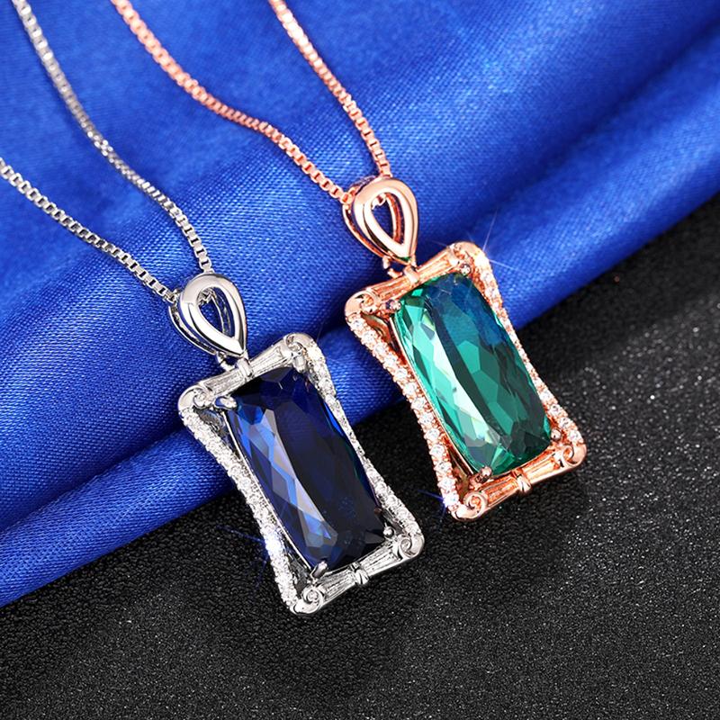 Huitan Luxury Female Fashion Pendant Necklace with Bright Zirconia Box Chain Jewelry Anniversary Party Accessories for Women