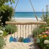 Handmade Sea Glass Wind Chimes for Outside Coastal Style Hanging Wind Chime with Wooden Hanger for Home Wall Garden Decor Gifts for Mom Women