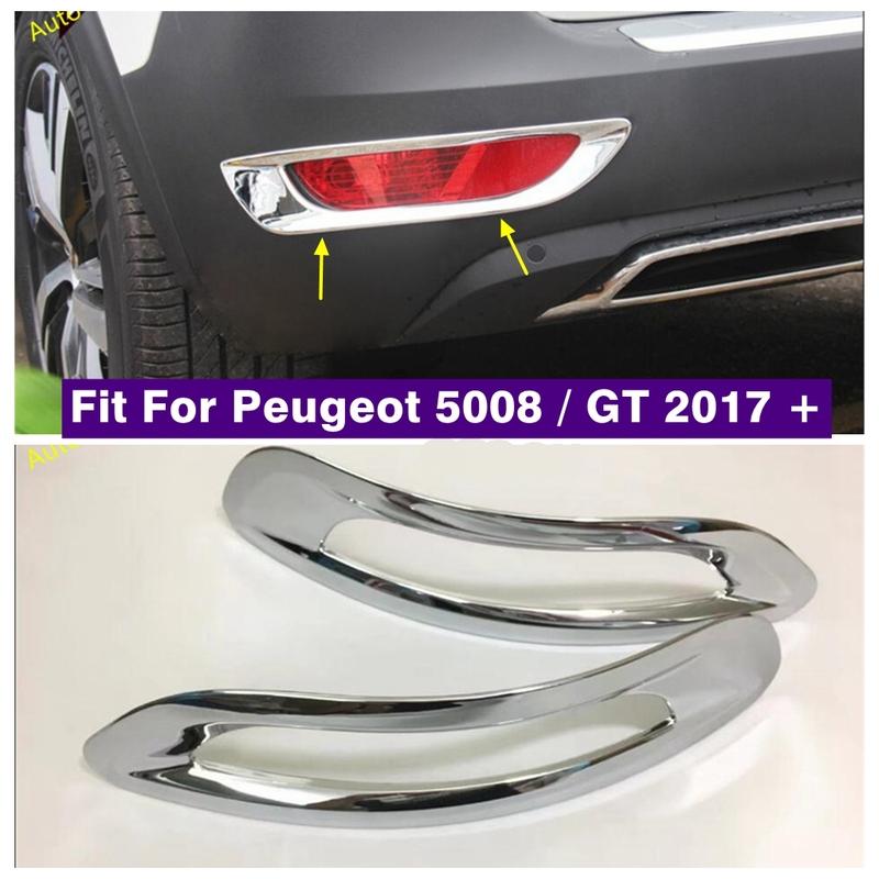 ABS Chrome Rear Tail Bumper Fog Light Lamp Decoration Stickers Cover Trim Fit For Peugeot 5008 / GT 2017 - 2024 Car Accessories